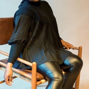 Cozy Mixed medium pleated turtleneck sweater